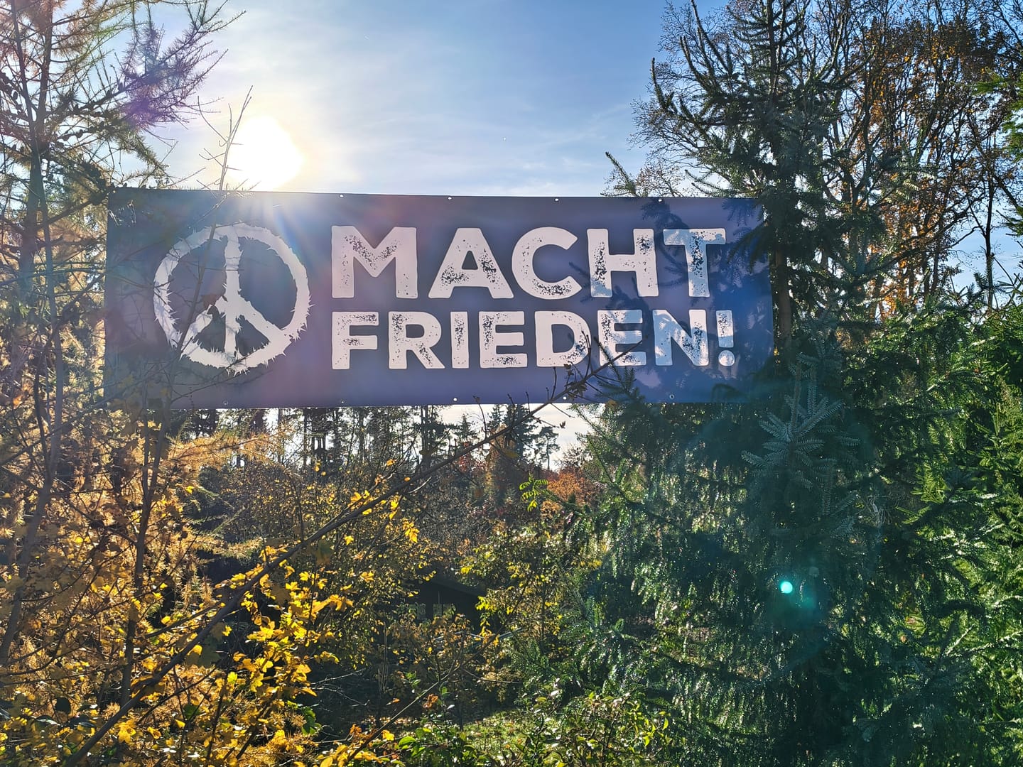 Customer photo review of BANNER / PVC-PLANE extralang 3m x 1m • MACHT FRIEDEN!