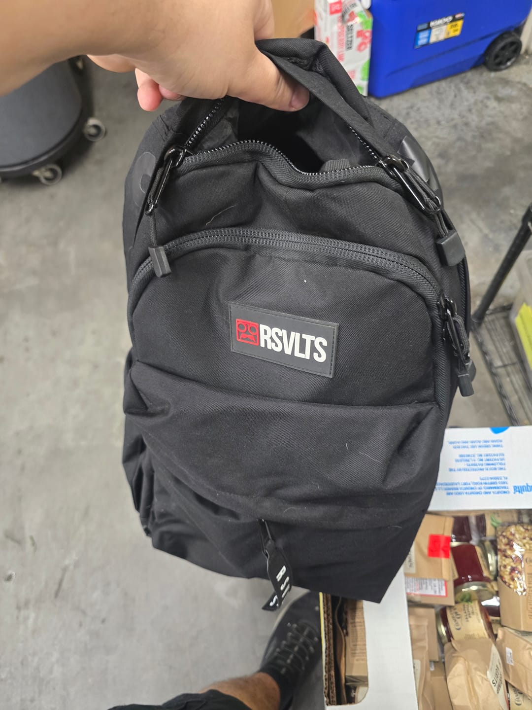 Customer photo review of RSVLTS Black Backpack V1