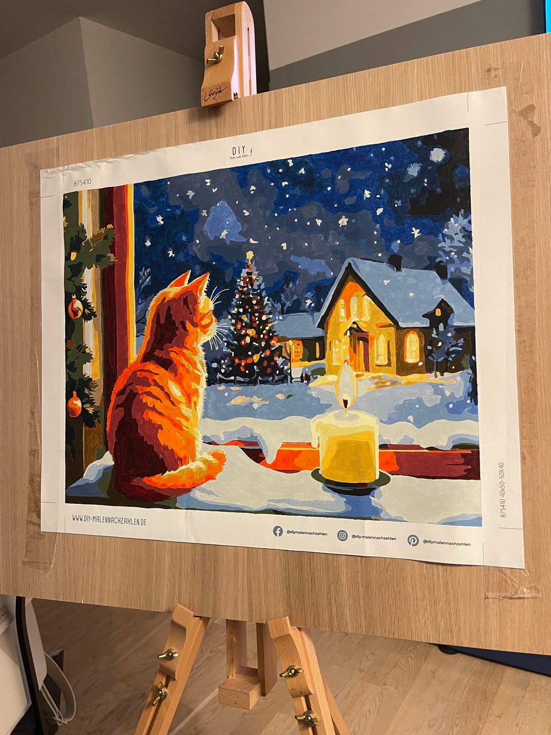 Customer photo review of Malen nach Zahlen -  Katze am Fenster zu Weihnachten
