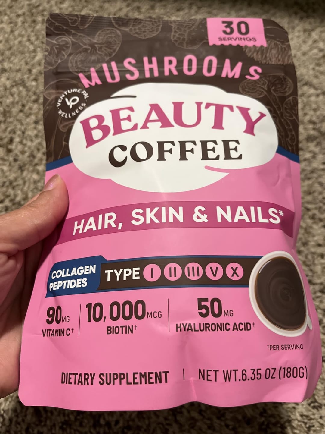 Customer photo review of Mushroom Beauty Coffee - 30 servings