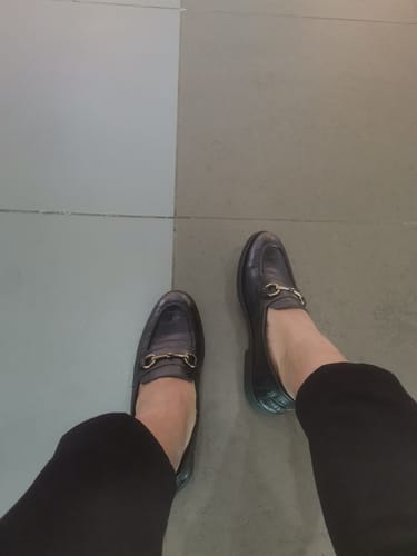 Customer photo review of Penny Loafer Horsebit Buckle - Black Croco Leather (Crepe Sole)