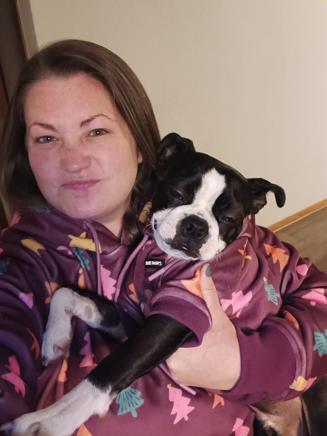 Customer photo review of Christmas Dog Hoodie - Candy Trees