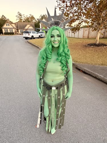 Customer photo review of Sage Green Stretch Faux Leather