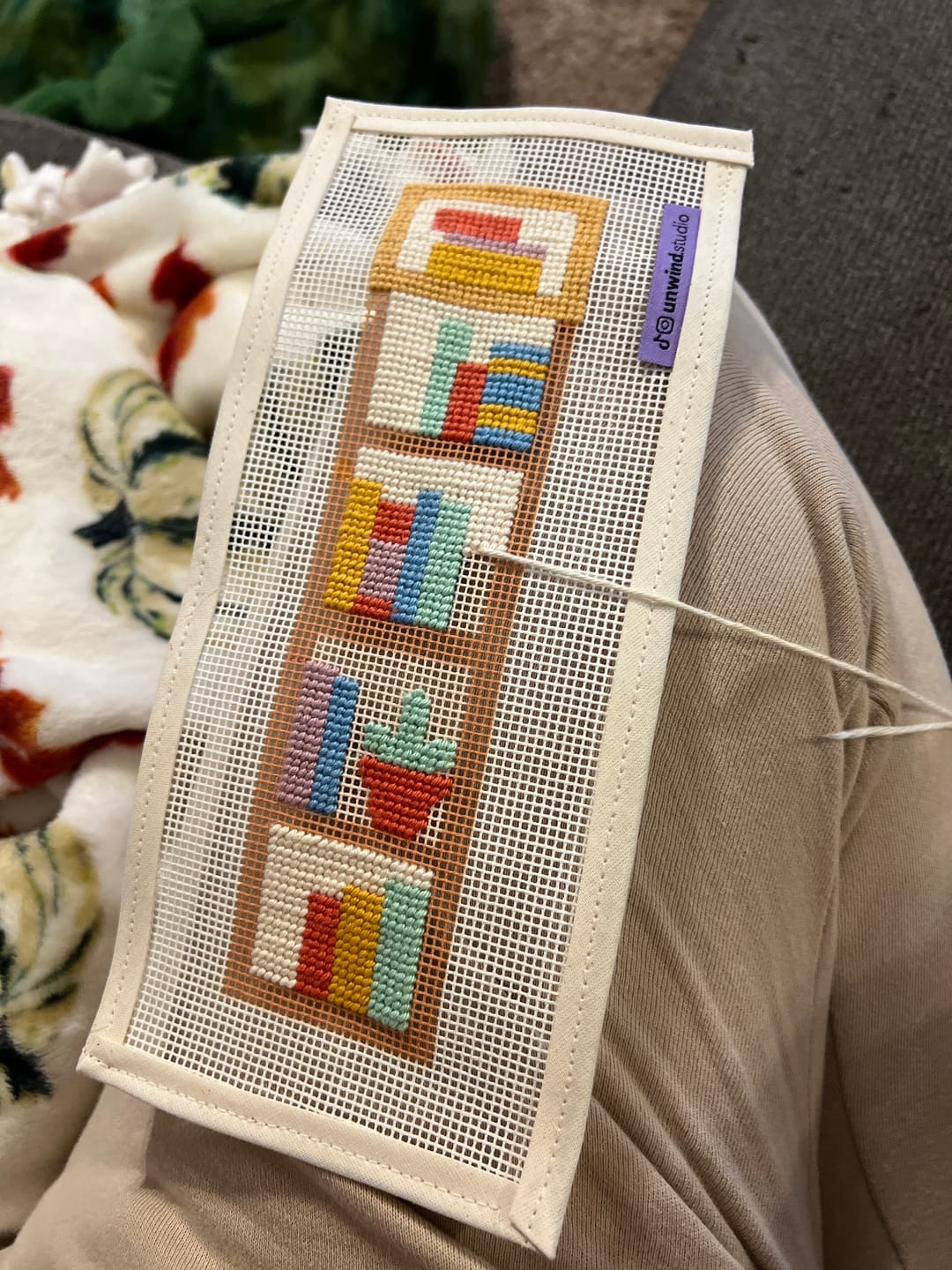 Customer photo review of Bookshelf Wealth Bookmark Needlepoint Kit