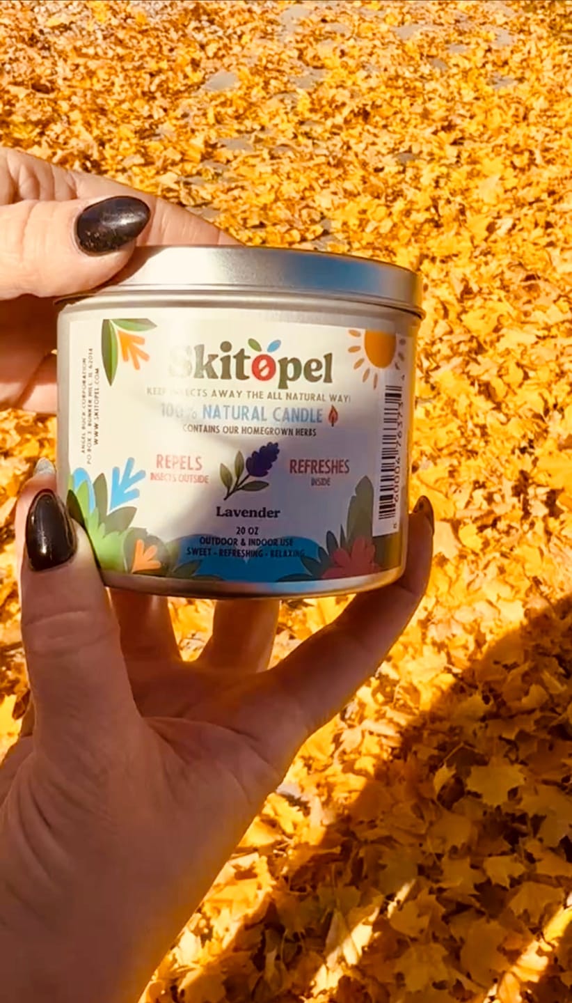 Customer photo review of Skitopel Natural Insect Repellent Bundle - 2oz Mint Spray, 16oz Lavender & Lemon Balm Candle