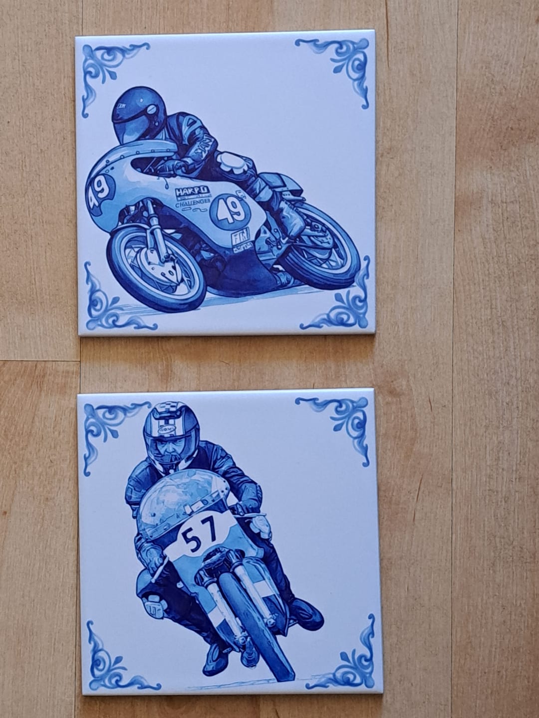 Customer photo review of Delfts Blauw tegeltje bedrukken met eigen motor