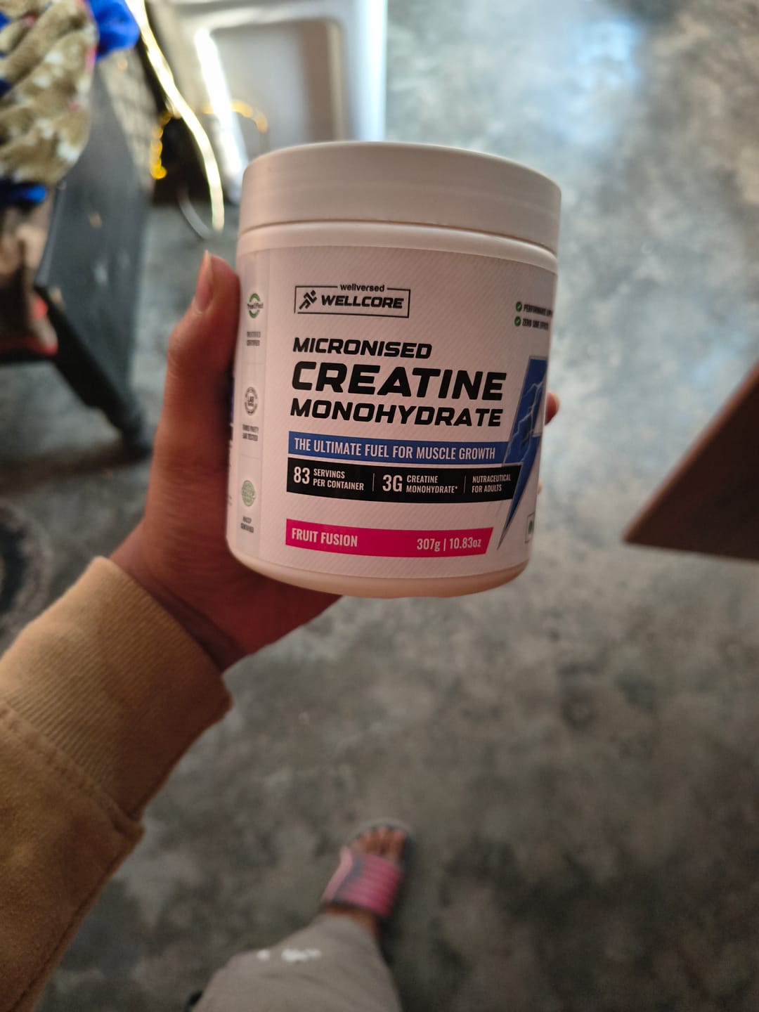 Customer photo review of Wellcore - Micronised Creatine Monohydrate (83 Servings, Fruit Fusion) + Premium Steel Shaker