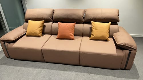 Customer photo review of Chocolate 3.25M 4.5 Seat Fully Electric Reclining Sofa Bed - Leather