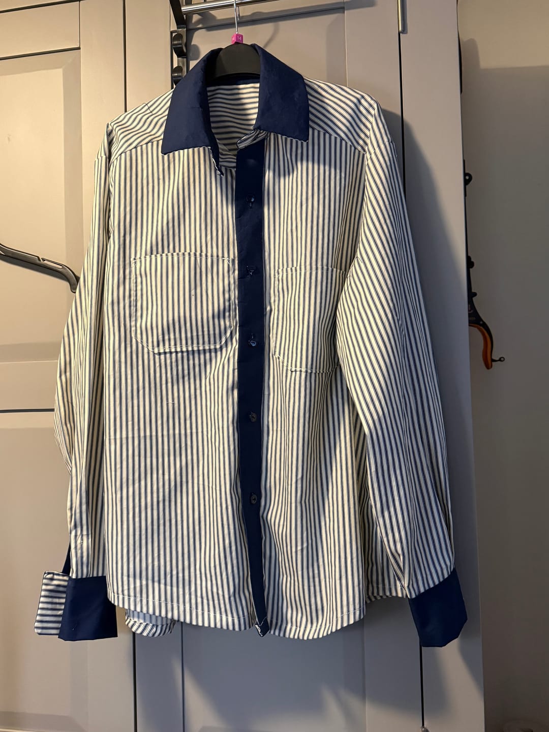 Customer photo review of Ticking Stripes Rose & Hubble Cotton Poplin Fabric
