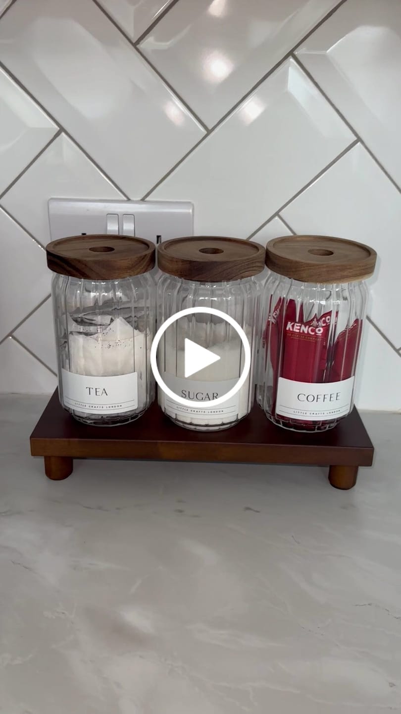 Customer video review of Ribbed Set of 3 Acacia Glass Jars Tea, Coffee and Sugar 750 ML & Rectangle Tray