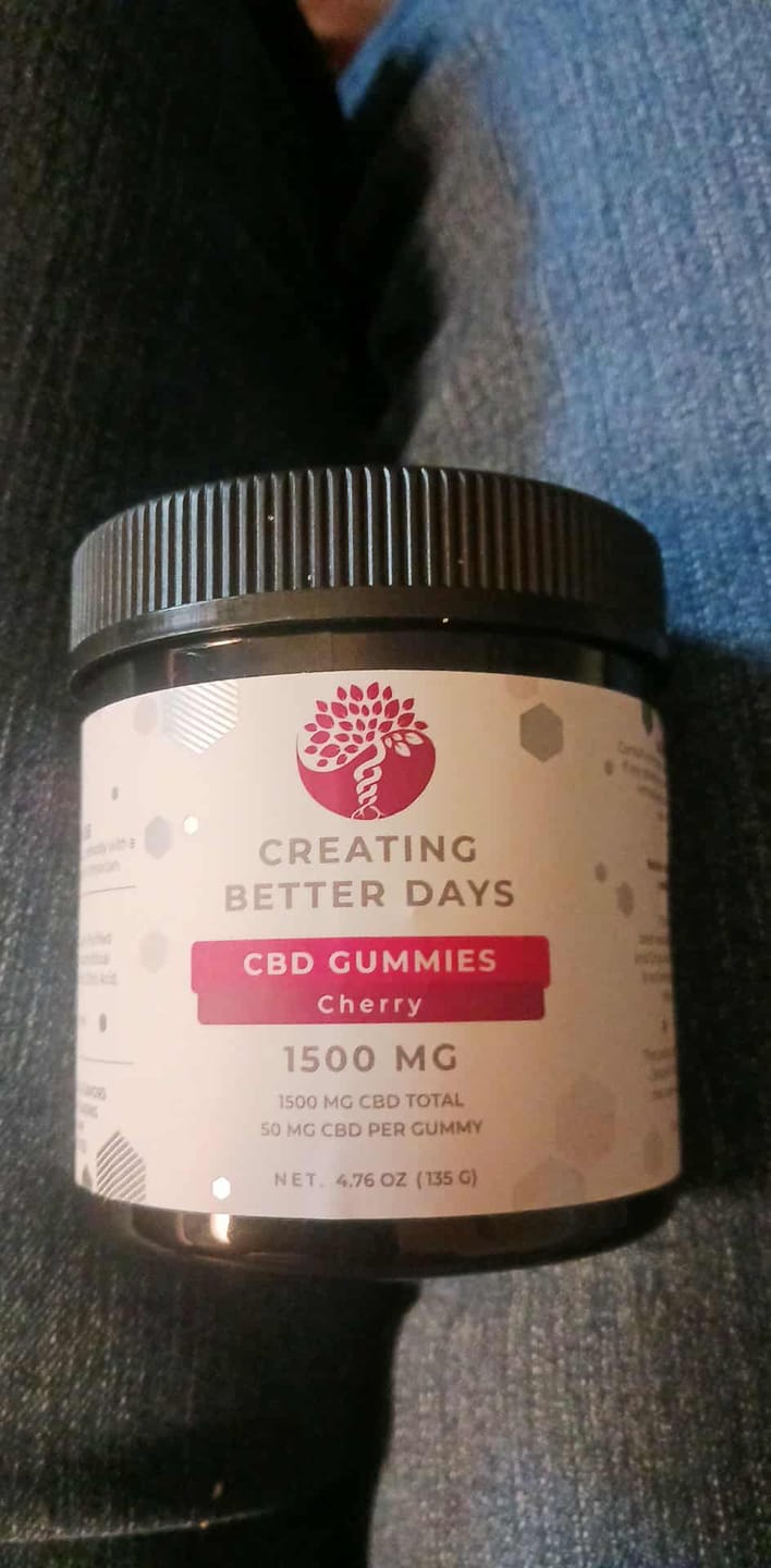 Customer photo review of Cherry CBD Gummies 1500 MG - THC Free