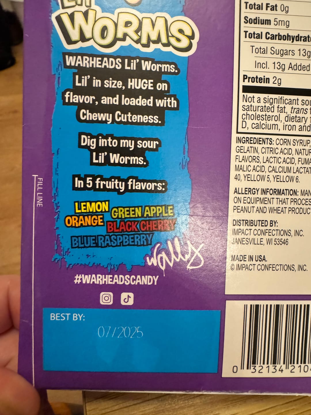 Customer photo review of Warheads Lil Worm Gummies 3.5oz/99g