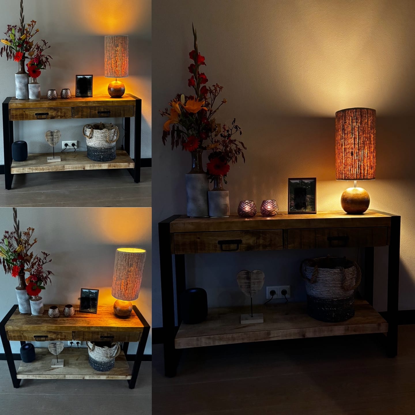 Customer photo review of Sidetable met twee lades | 120 x 35 x 76 cm | Mangohout
