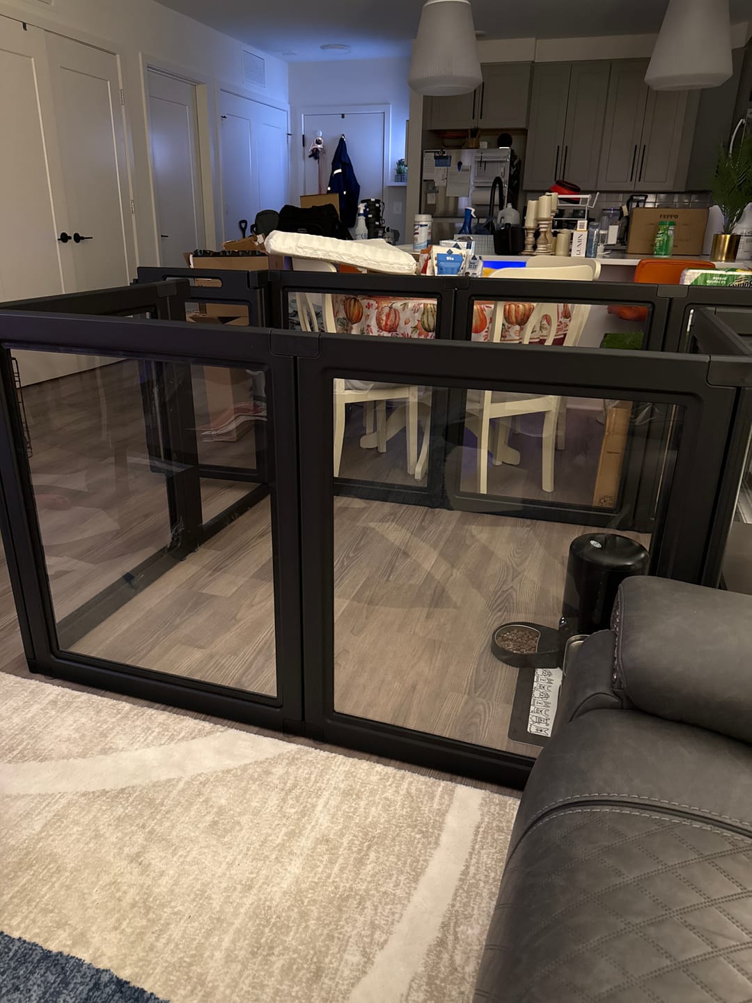 Customer photo review of AuraSpace Acrylic Indoor Dog Playpen for Puppies and Small Dogs