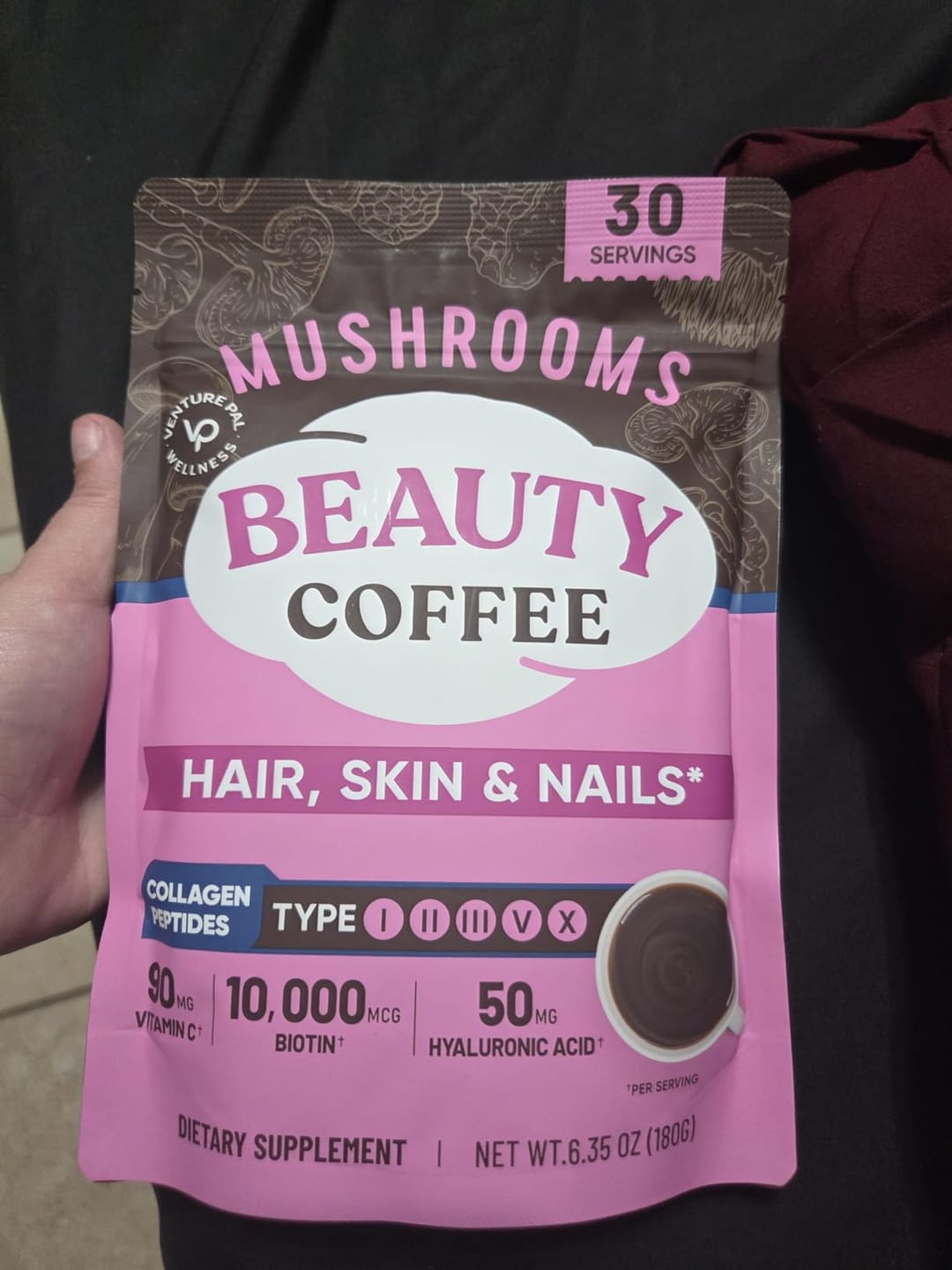 Customer photo review of Mushroom Beauty Coffee - 30 servings