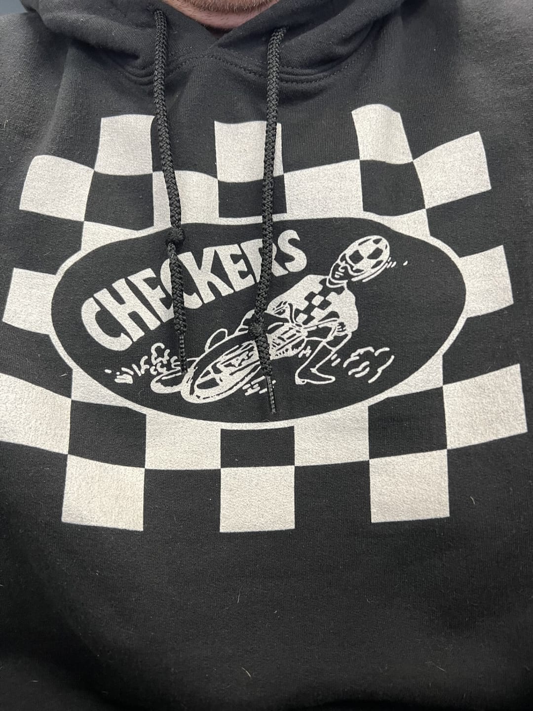 Customer photo review of Checkers MC Adult Slider White Hoodie - Official Club Apparel