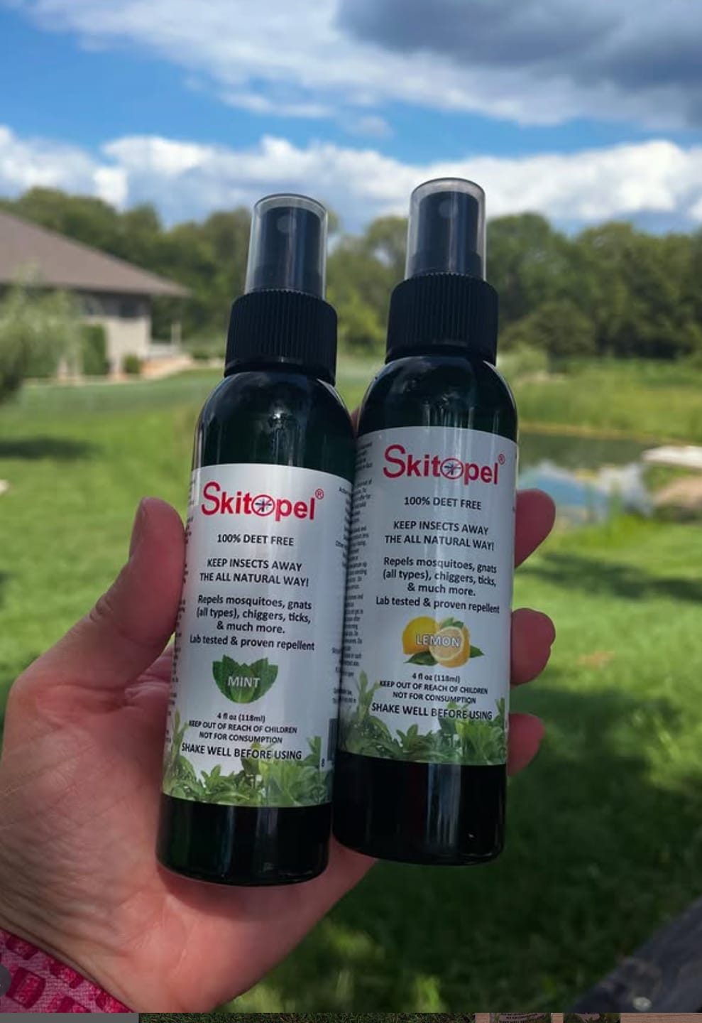 Customer photo review of Skitopel Ultimate Insect Repellent Bundle - 4oz Sprays & 16oz Lavender Candle