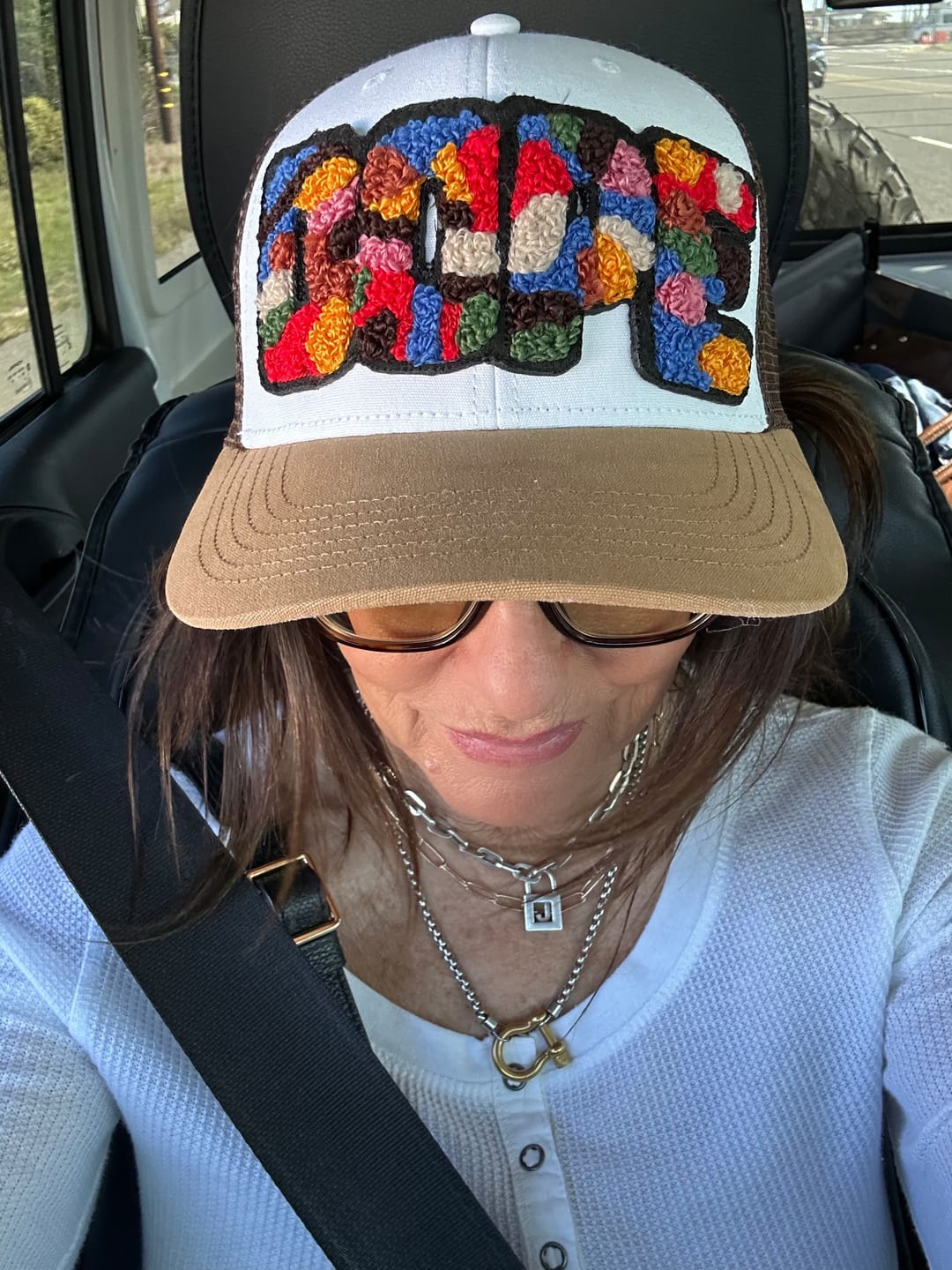 Customer photo review of Chenille Dope Patched Mid-Pro Snapback Trucker Cap