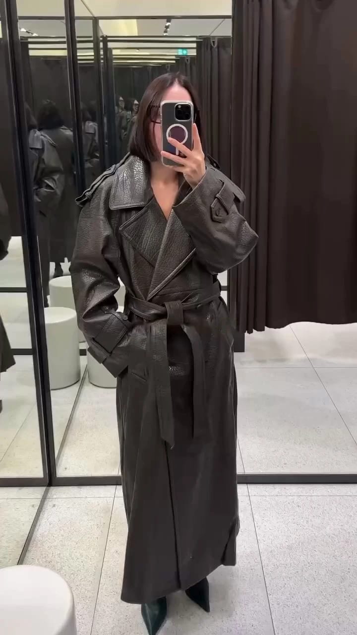 Customer photo review of Danica Long Leather Jacket