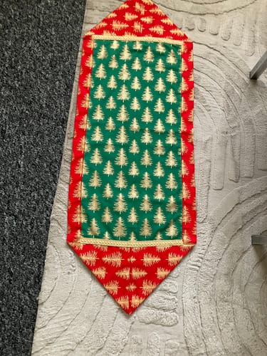 Customer photo review of 3 Piece Bundle Digitally Printed Gold Foil Christmas 100% Cotton- 45" Wide (Christmas Tree Bundle)