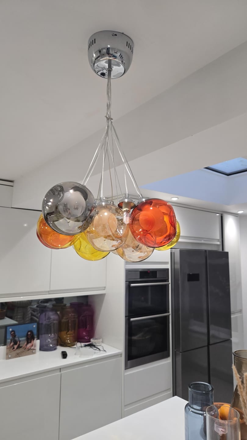 Customer photo review of Unique Multi-Color Globe Cluster Chandelier