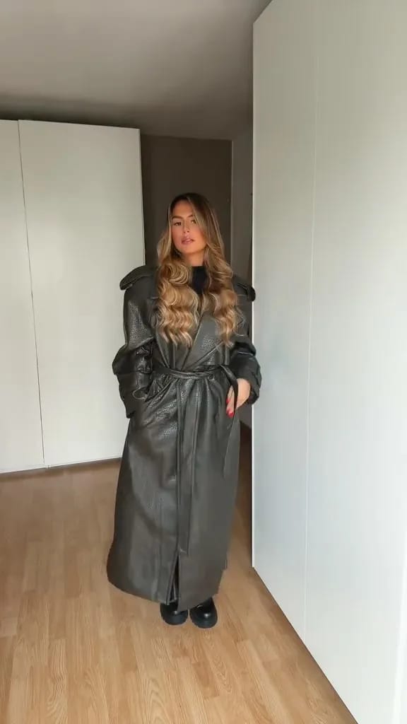 Customer photo review of Danica Long Leather Jacket