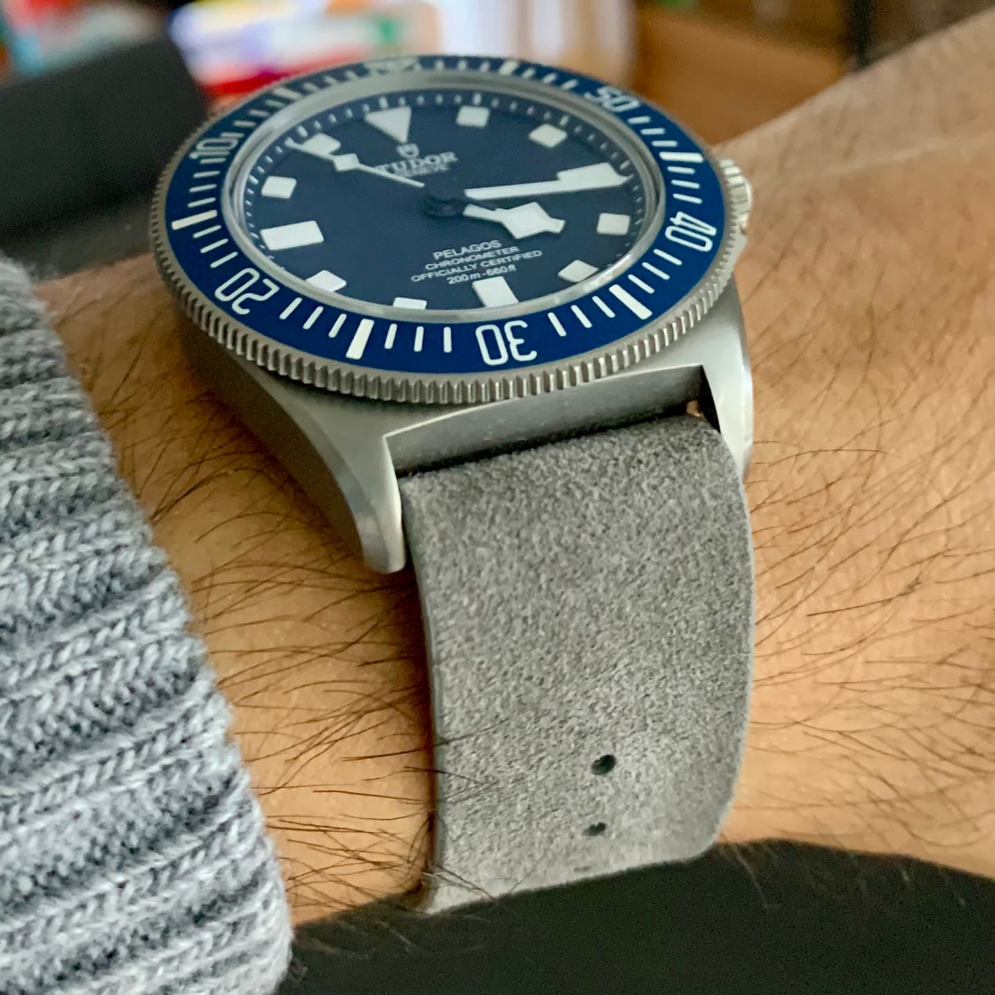 Customer photo review of Slate Grey Suede Single-Piece