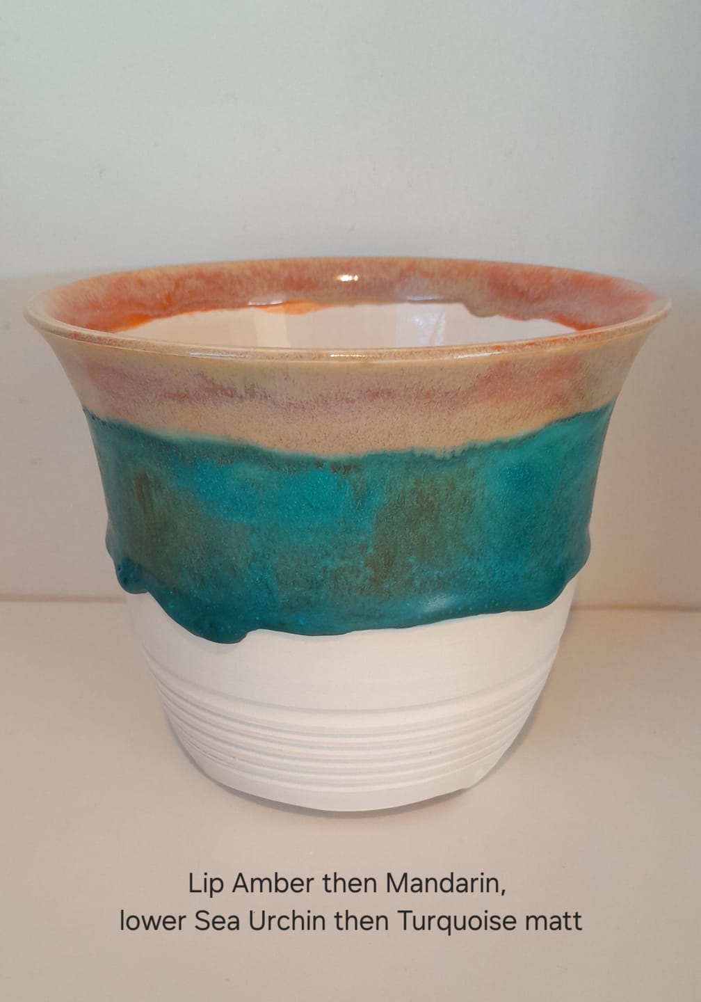 Customer photo review of Abbots Turquoise Matte Midfire Brushable Glaze