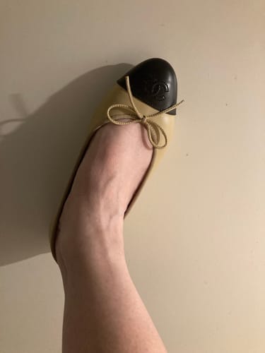 Customer photo review of ballet flats beige black lambskin