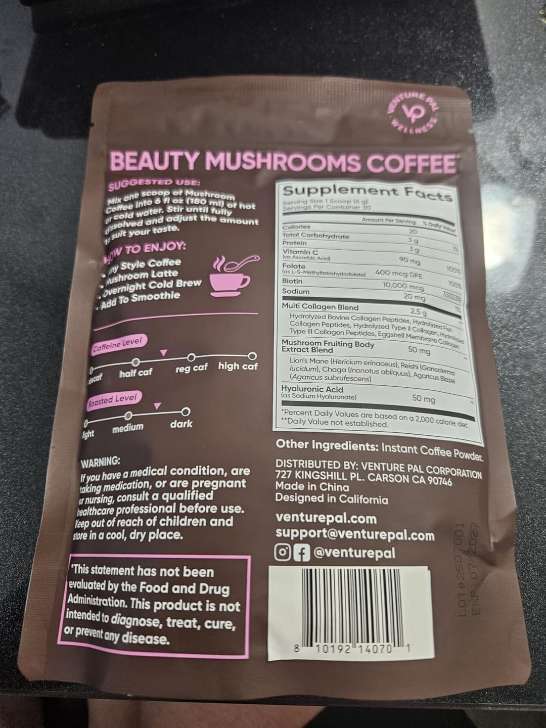 Customer photo review of Mushroom Beauty Coffee - 30 servings