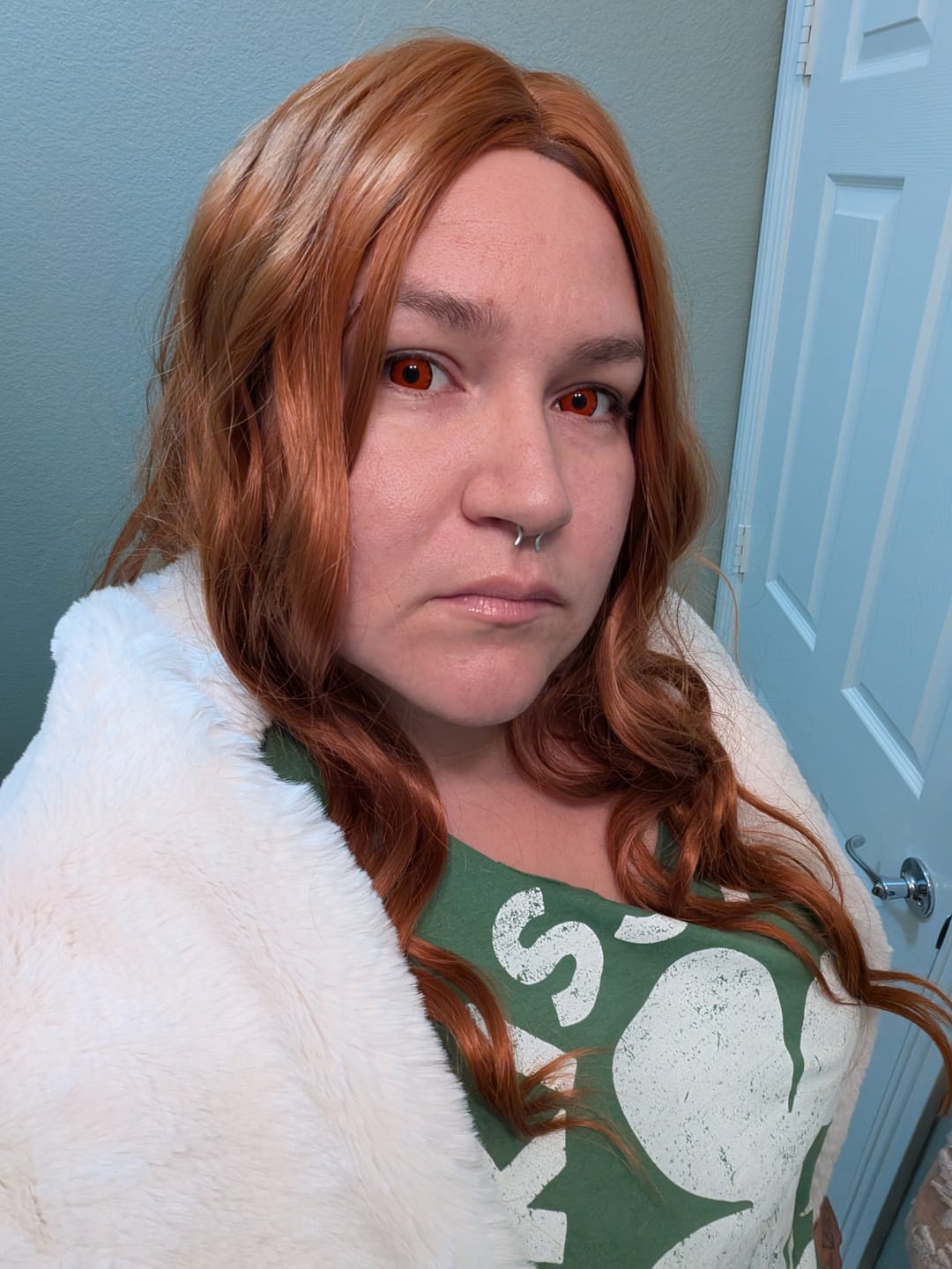 Customer photo review of Cosplay Lucifer's Eye Red Prescription Colored Contact Lenses
