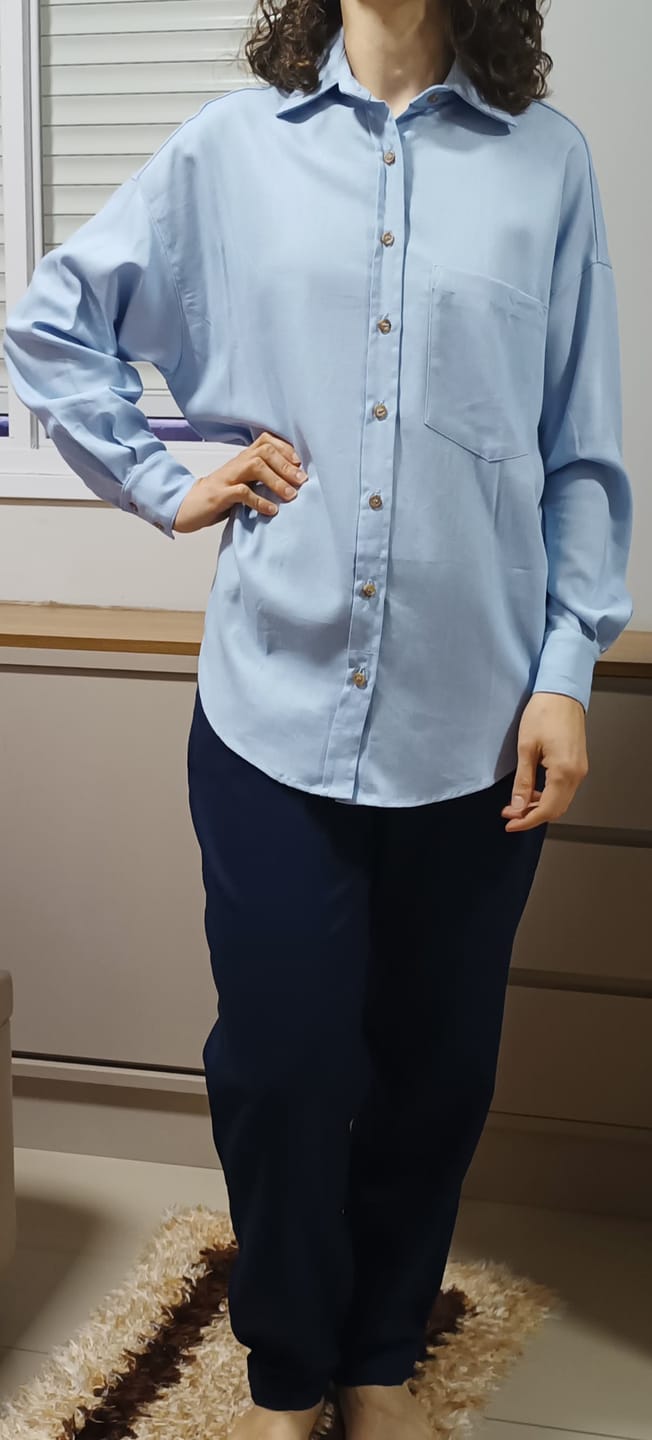 Customer photo review of Camisa Cupuaçu Azul Claro