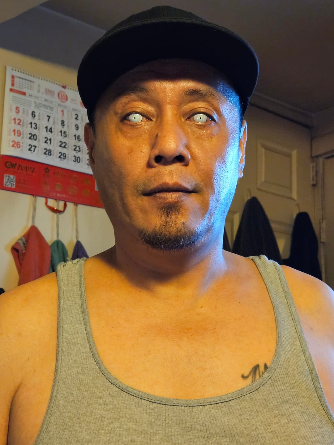 Customer photo review of Halloween Rick White Contact Lenses