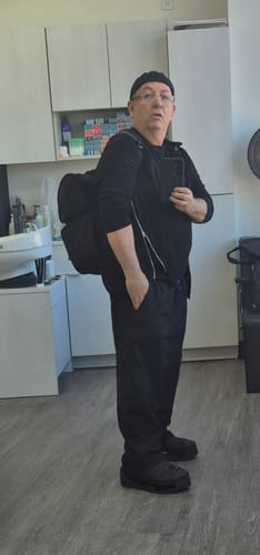 Customer photo review of Asymmetric Zip Round Neck Pullover T-shirt