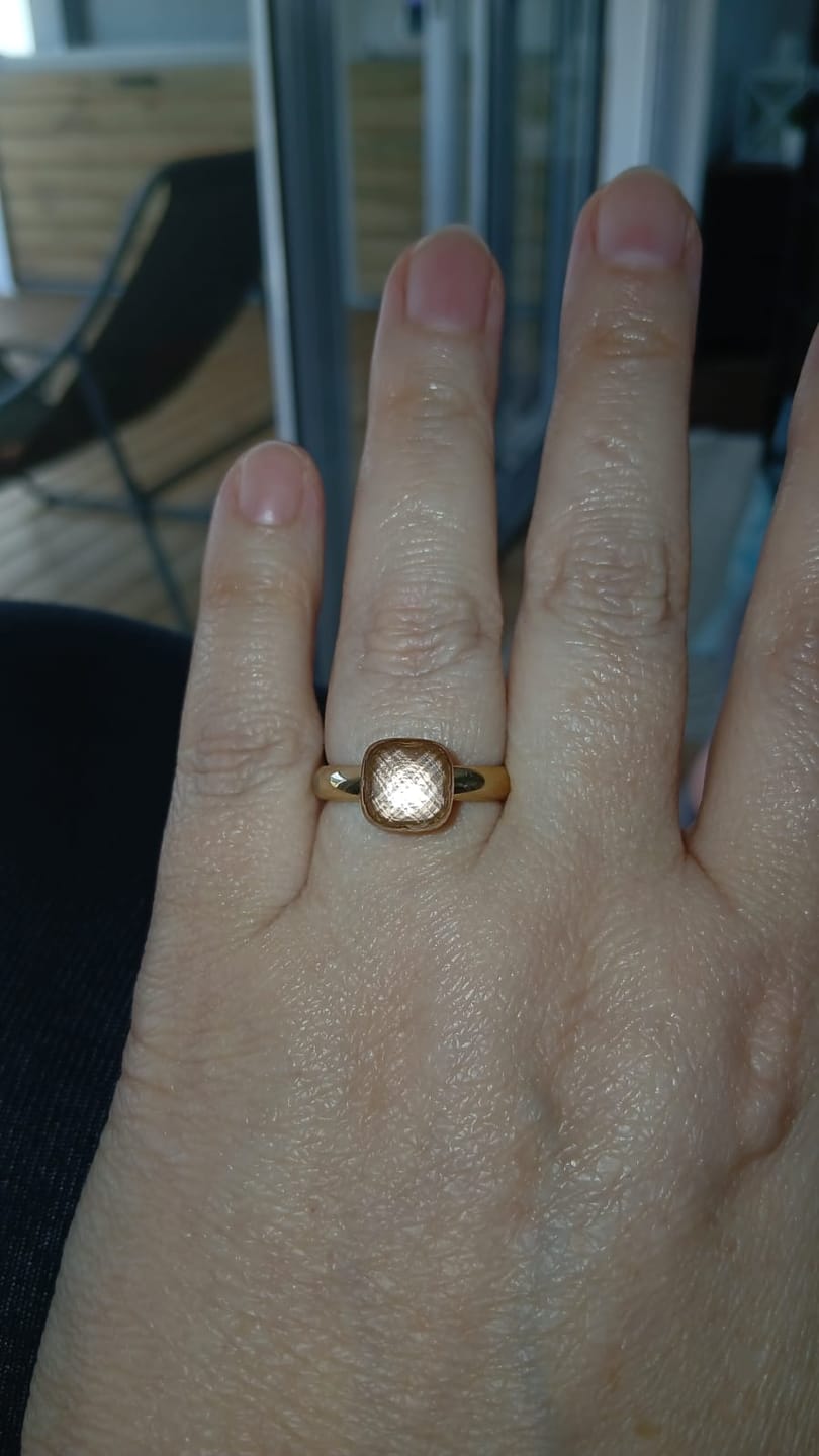 Customer photo review of Firenze Ring in Gold - Light Peach