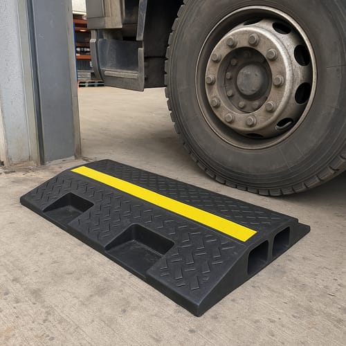 Customer photo review of Hose Protection Ramp for HGVs - Durable Rubber, 135x140mm Channels, Reflective Strips, 12T Axle Weight, Ideal for Warehouses & Factories