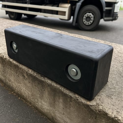 Customer photo review of Rubber Dock Bumper 600x250x108mm Heavy-Duty SBR Galvanised Washer Included No Plates Needed Durable & Cost-Effective for HGVs