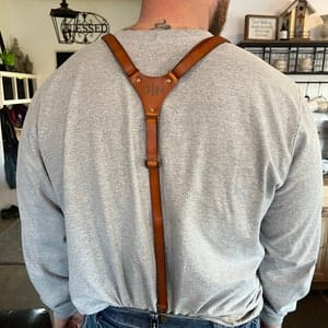 Customer photo review of Personalized Leather Custom Engraved Suspenders – Genuine Leather…