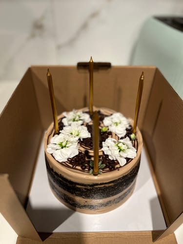 Customer photo review of double chocolate cake