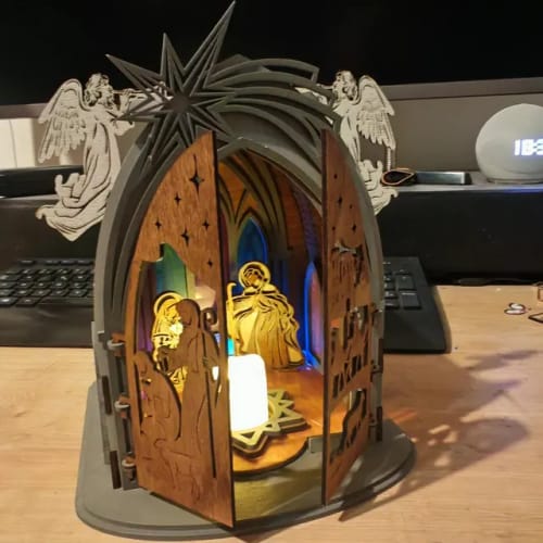 Customer photo review of Nativity scene miniatures candle holder laser cut svg file