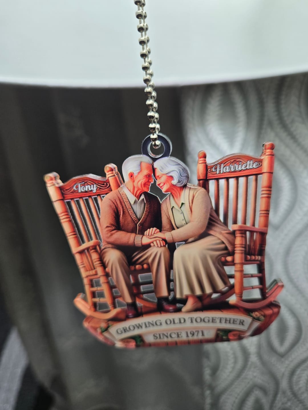 Customer photo review of Old Couple Sitting On Rocking Chairs Together Personalized Christmas Acrylic Ornament