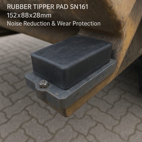 Customer photo review of Rubber Tipper Pad SN161 – 152x88x28mm, Noise Reduction & Wear Protection, Steel Base, Durable Rubber Element, Prevents Damage to Tipping Bodies