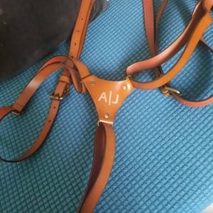 Customer photo review of Personalized Leather Custom Engraved Suspenders – Genuine Leather…