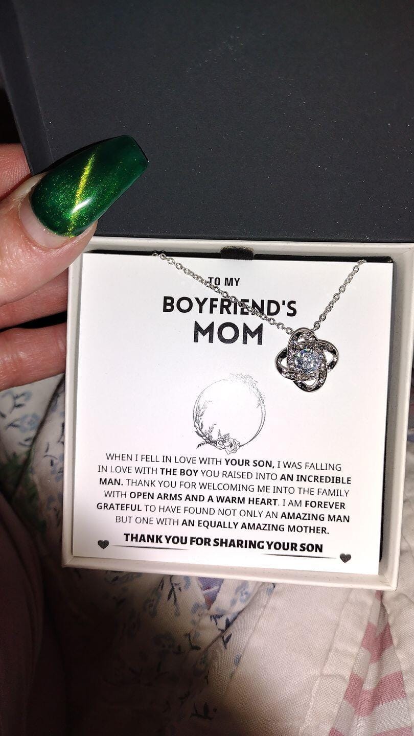 Customer photo review of Boyfriend's Mom Gift-Forever Grateful- Love Knot Necklace