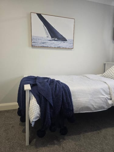 Customer photo review of Little Blue Boat | Framed Canvas Art Print