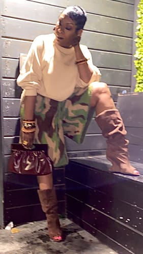 Customer photo review of VINCENT-BROWN PEEP TOE WEDGE BOOT