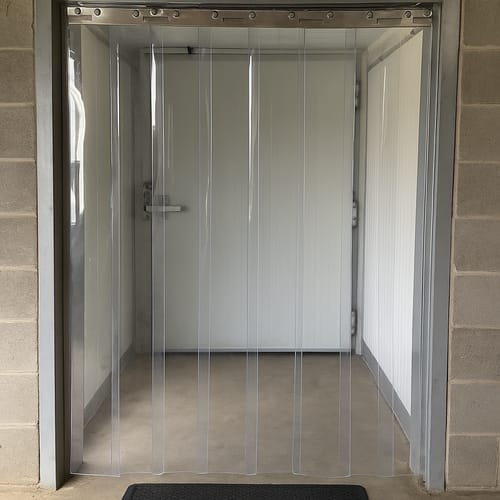 Customer photo review of Freezer PVC Strip Curtains Hook-On Energy-Saving Polargrade PVC Stainless Steel Rails Sub-Zero Temperature Dust & Pest Control Easy Installation