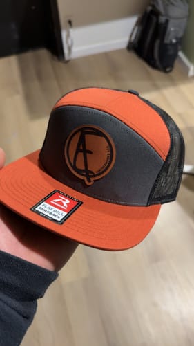 Customer photo review of Flat Bill Seven-Panel Leather Patch Hat - Richardson 168