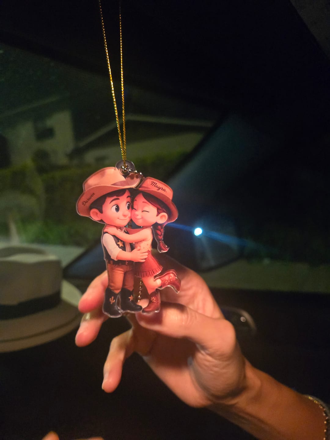 Customer photo review of Cartoon Style Countryside Couple Cowboy Cowgirl Car Accessories Personalized Hanger Ornament