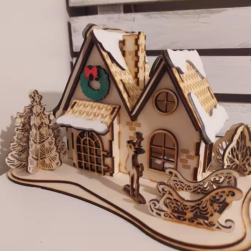 Customer photo review of Christmas house candle holder laser cut svg file